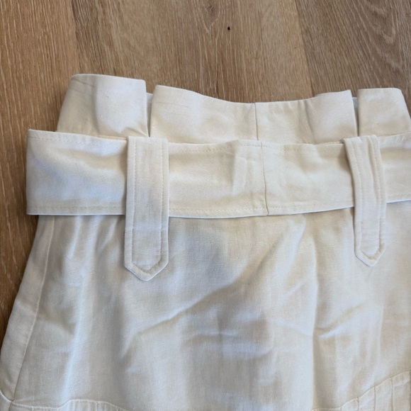 Teti Gio Linen White Paperbag Waist Slit Belt Midi Skirt Lagenlook Beachy Boho 4 - Picture 13 of 15